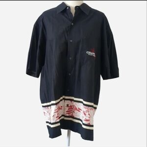 Vintage 90s Chaps Ralph Lauren Men’s Hawaiian Shirt Navy Blue Floral Size XL